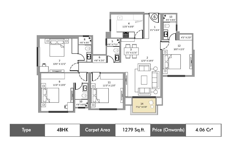 Hiranandani Belicia Thane Floor Plan-6